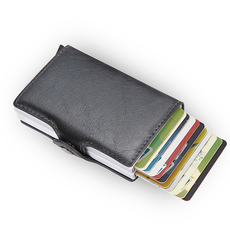 Rfid Blocking Protection Men id Credit Card Holder Wallet Leather Metal  Aluminum Business Bank Card Case