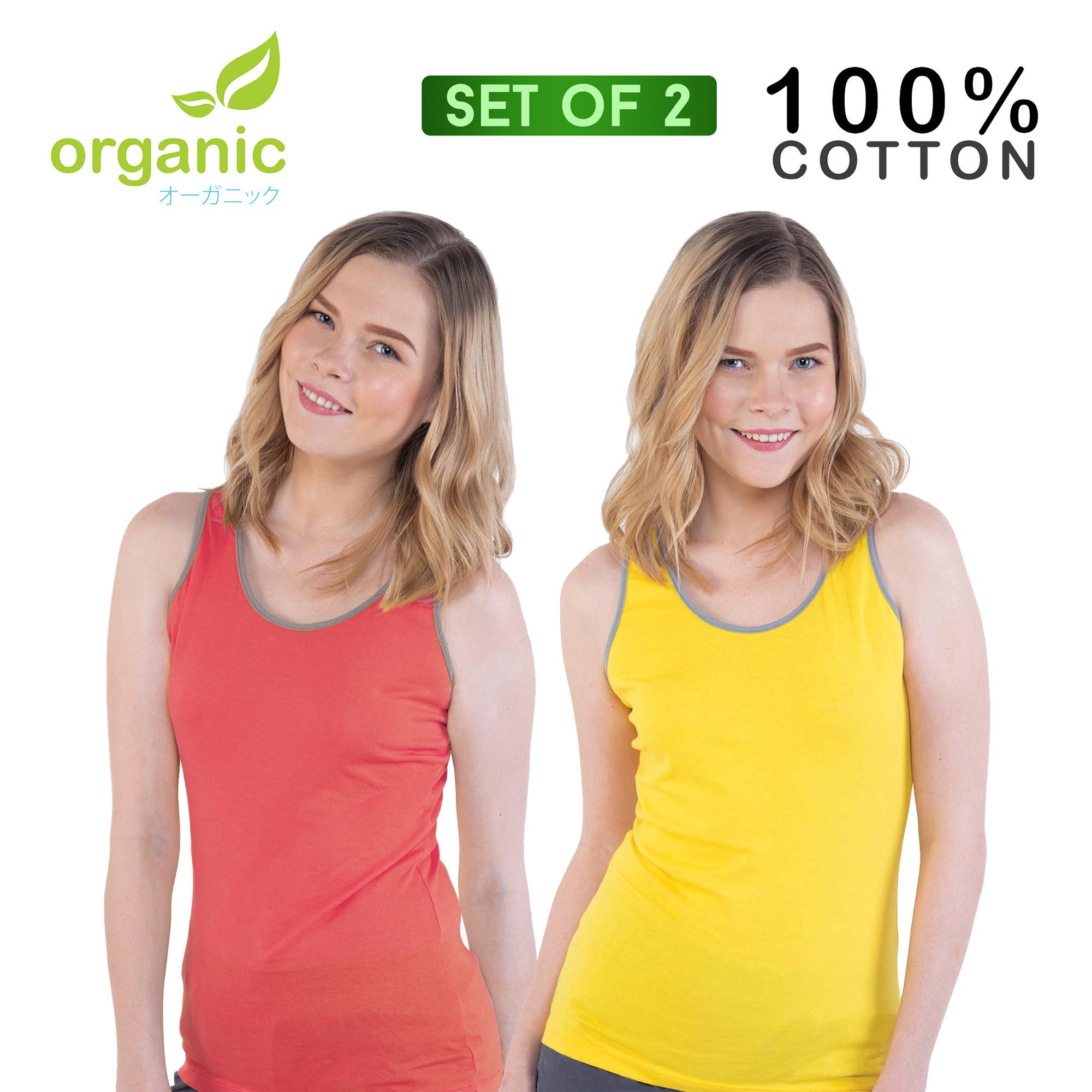 Organic Cotton Women Racerback TankTop Activewear Fitness T-Shirt Tagless Tee