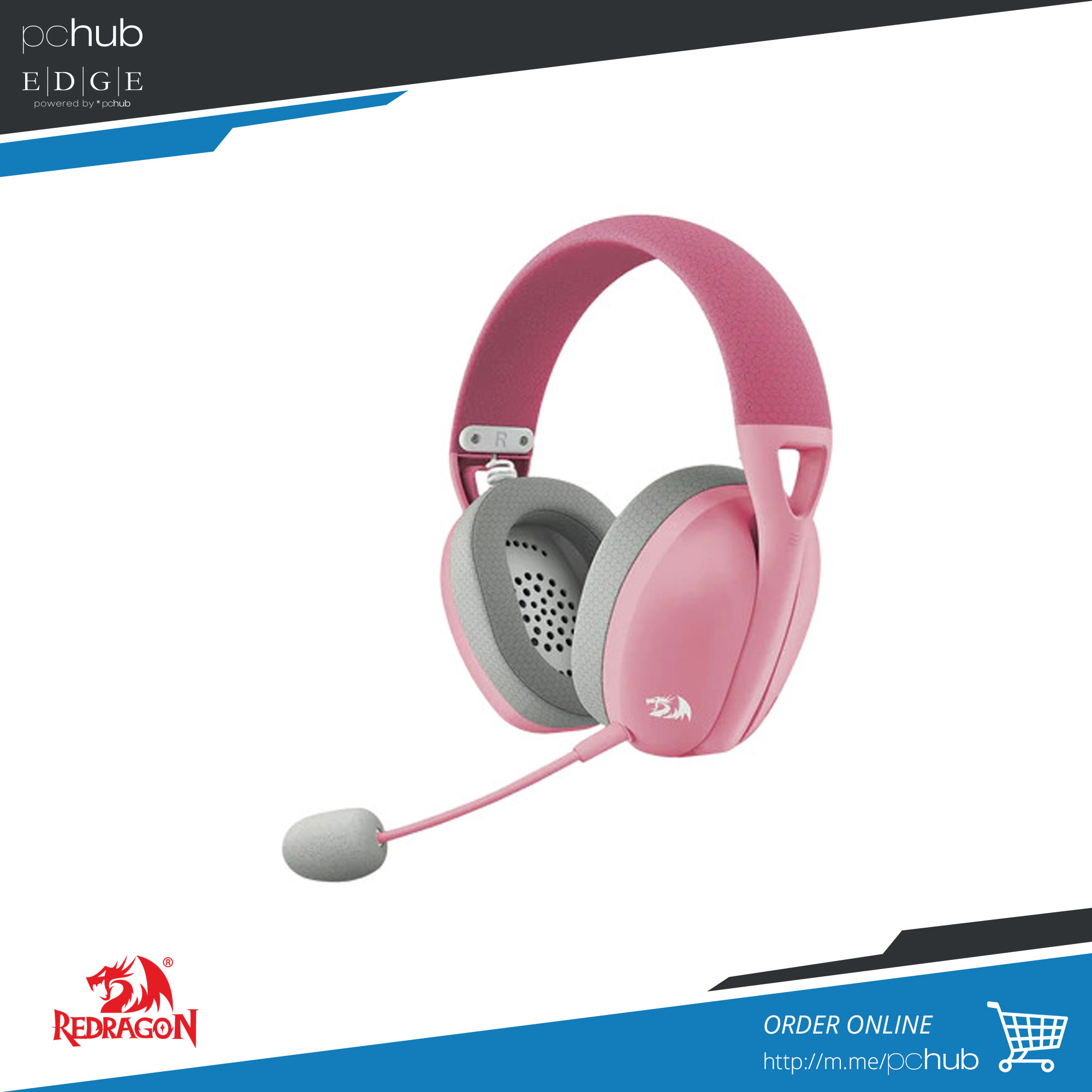 Redragon Ire Pro H848G, pink grey, 3 mode wireless, gaming headset, PC ...