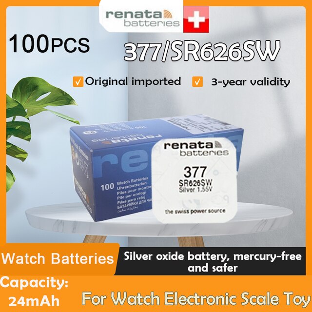 3 piles pour montre Renata 377, pile SR626SW