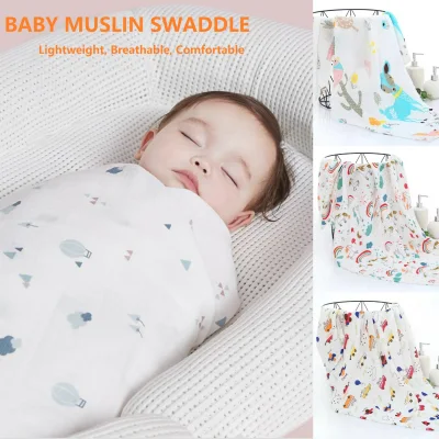 110x110cm Baby Muslin Swaddle Blankets for Newborn Baby Swaddle Towel for Baby Cotton Blanket Infant Receiving Blanket Swaddle
