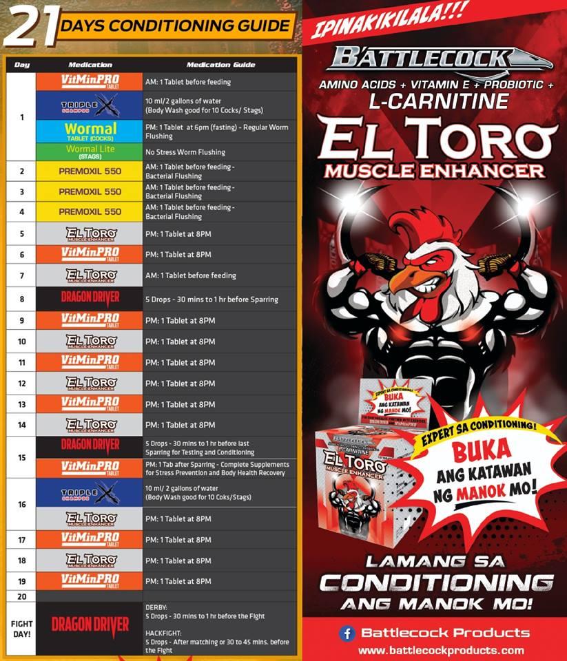 10 Tablets of Battlecock El Toro Amino Acids Vitamin E Probiotic L