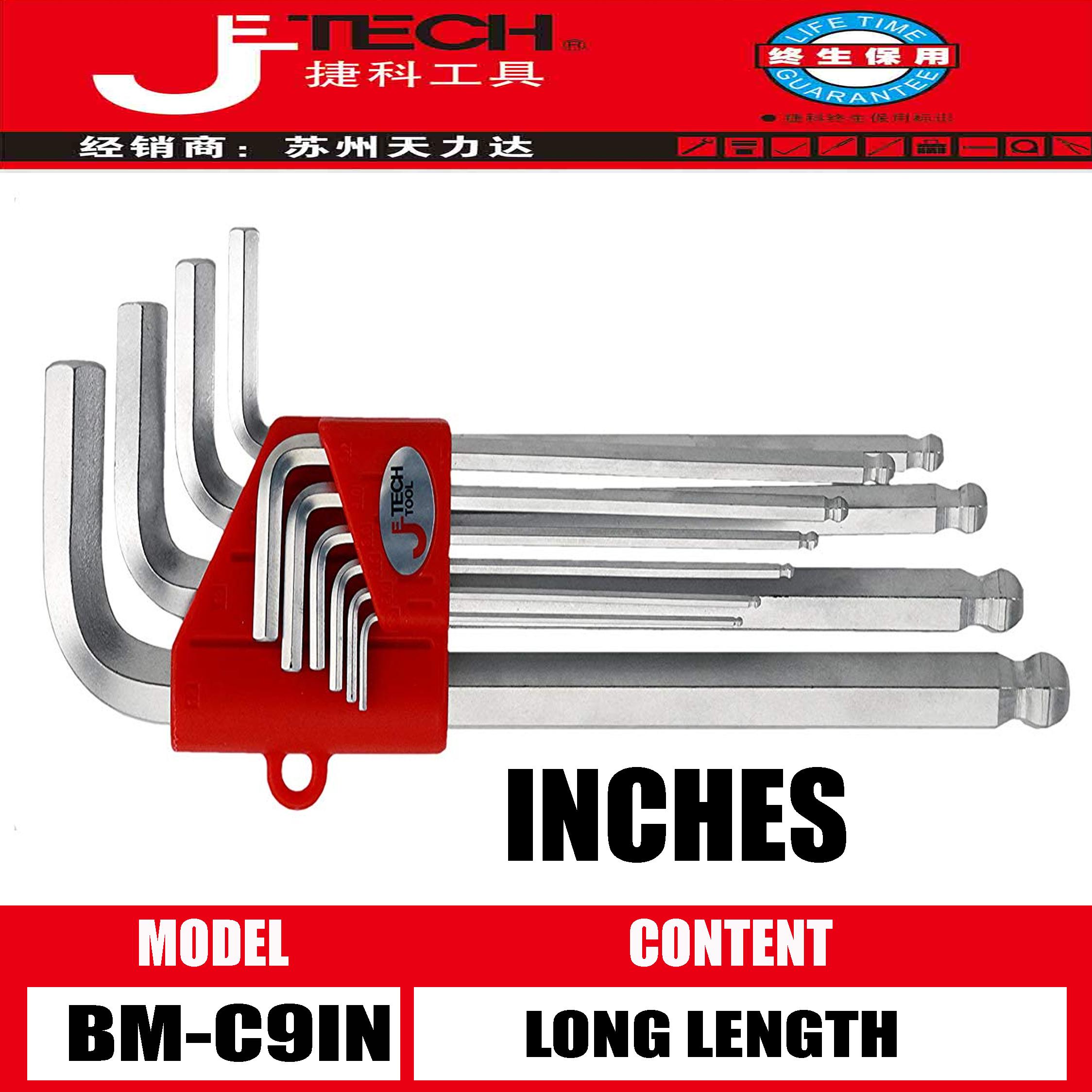 JeTech BMC9IN Hex Key / Allen Wrench Set Ball End ENGLISH INCHES