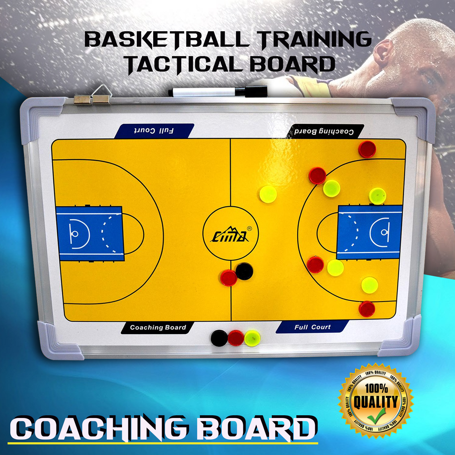 Basketball Coaching Board 2 Sided with Numbers (Erasable) by