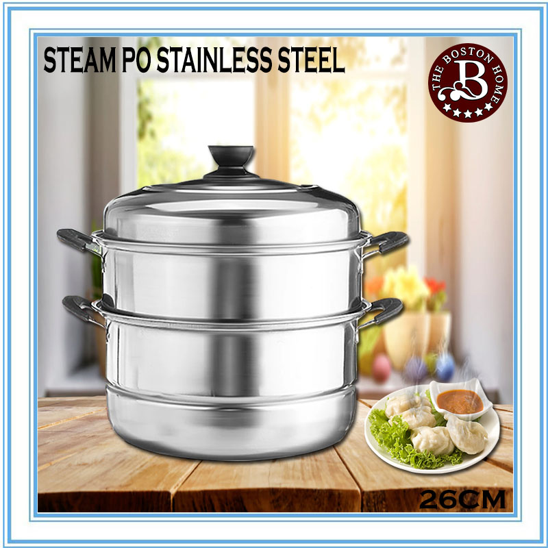 Boston Home Stainless Steel Multifunctional 3 Layers Steamer Cookware