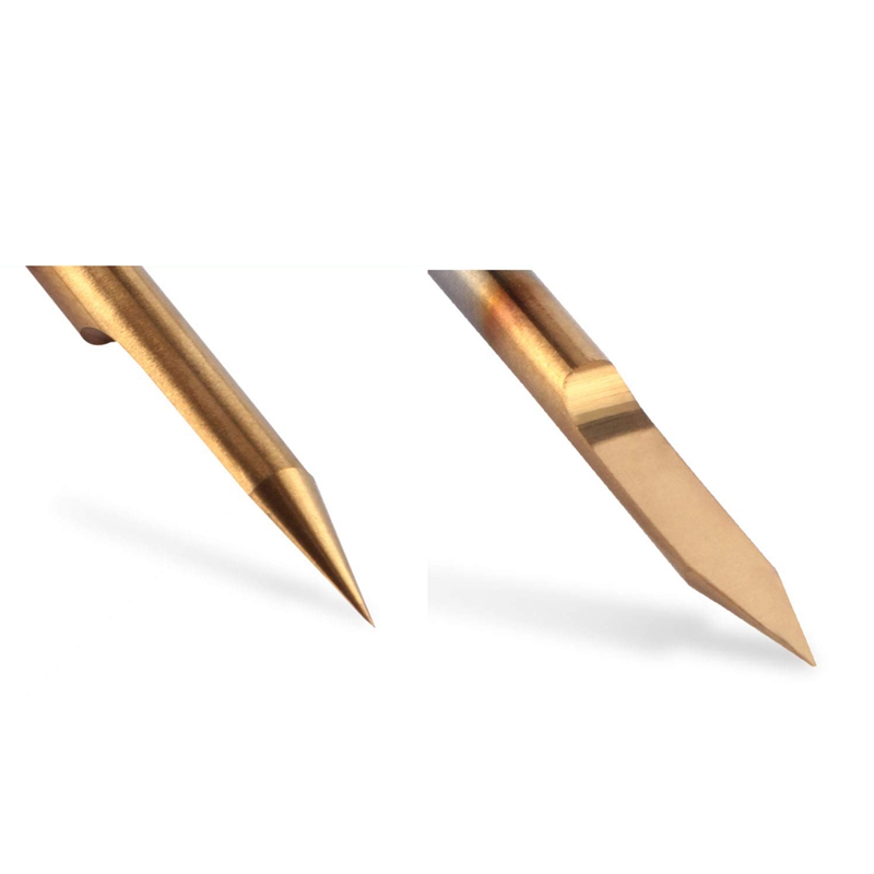 HUHAO 10-Pack V-Shape PCB Engraving Bits – 60 Degree Titanium Coated Tungsten Steel Cutter For Wood, Acrylic & Aluminum (1/8" Shank, 0.2mm Tip)