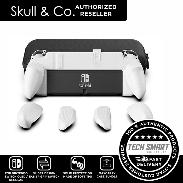 Skull & Co. Maxcarry Case for Neogrip, GripCase Crystal: Portable Hard Shell Protective Travel Carrying Case with Storage for Nintendo Switch Ole