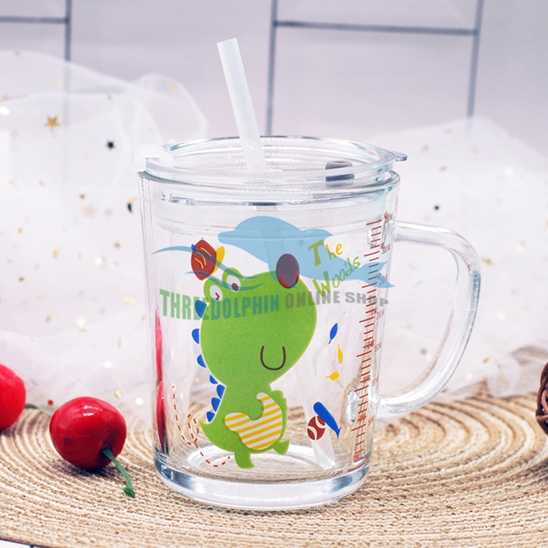 TH Kids Milk Cup Child Cartoon Animal Series Juice Glass Scale Cup with