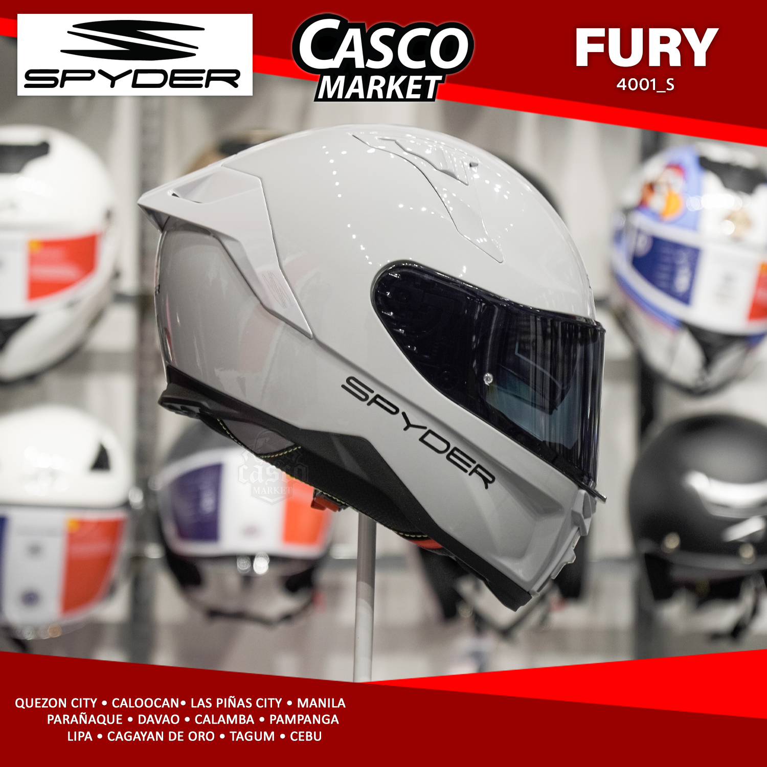 SPYDER FURY PLAIN PD FULL FACE DUAL VISOR MOTORCYCLE HELMET (WHITE