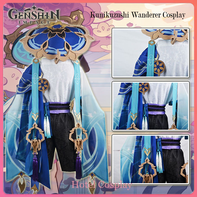 Scaramouche Genshin Costume Wig Hat Set Anime Genshin Wanderer