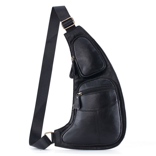 💼 New Men Genuine Leather Cowhide Vintage Sling Single Chest Back Day Pack Travel Famous Casual Cross Body Messenger Shoulder Bag