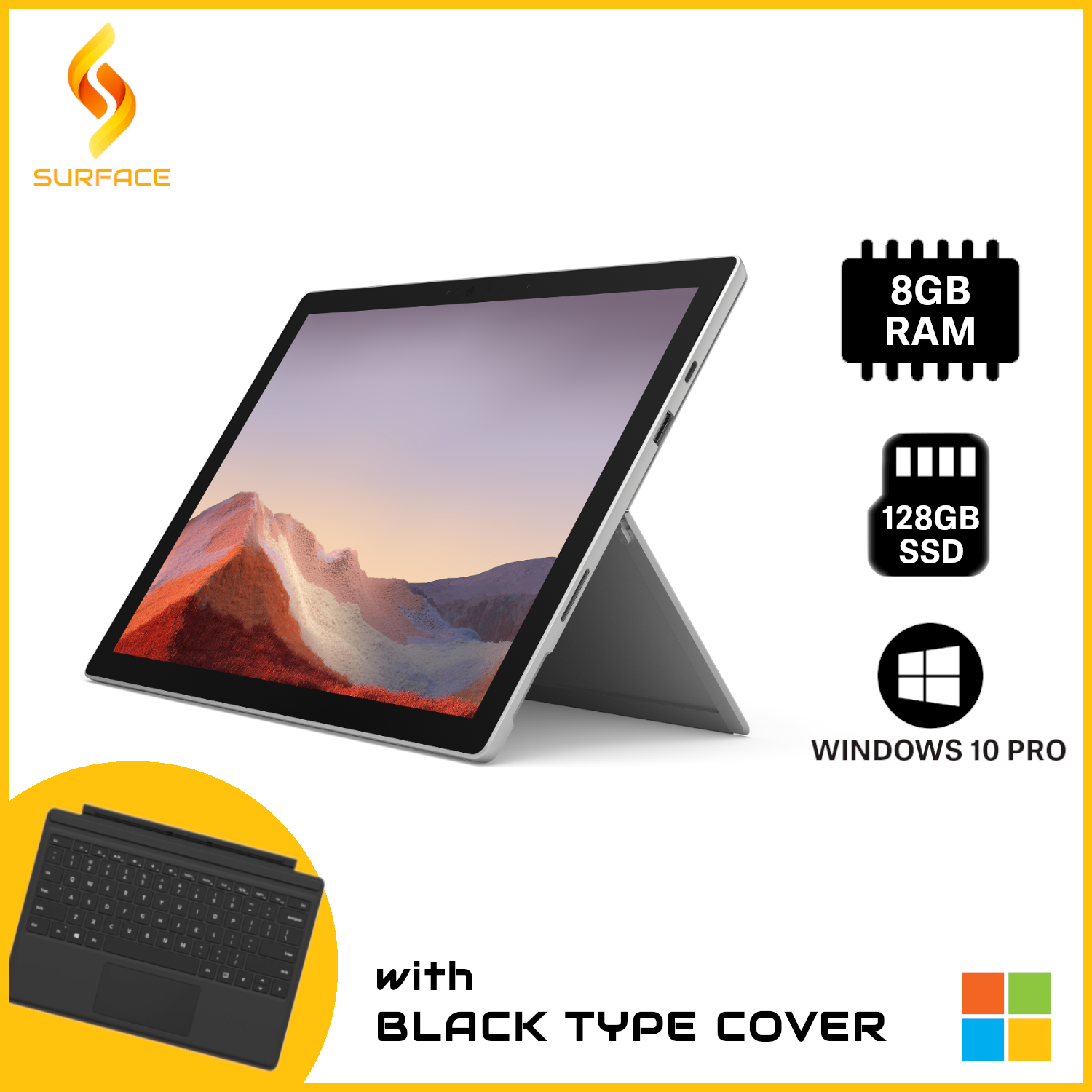 Microsoft Surface Pro 7 – 12.3 Touch-Screen - 10th Gen Intel  Core i5 - 8GB Memory - 128GB SSD – Platinum with Black Type Cover :  Electronics
