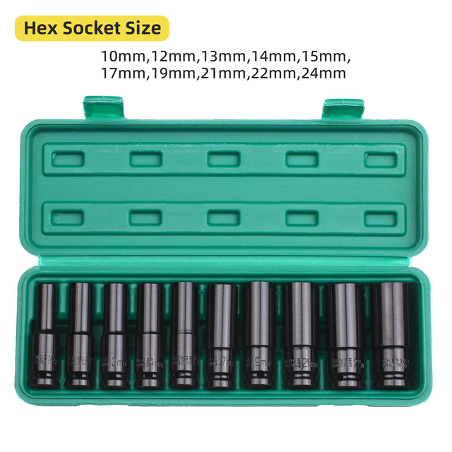 Socket Tool Set 10pcs 1/2''Impact Wrench Socket Electric Power Tool