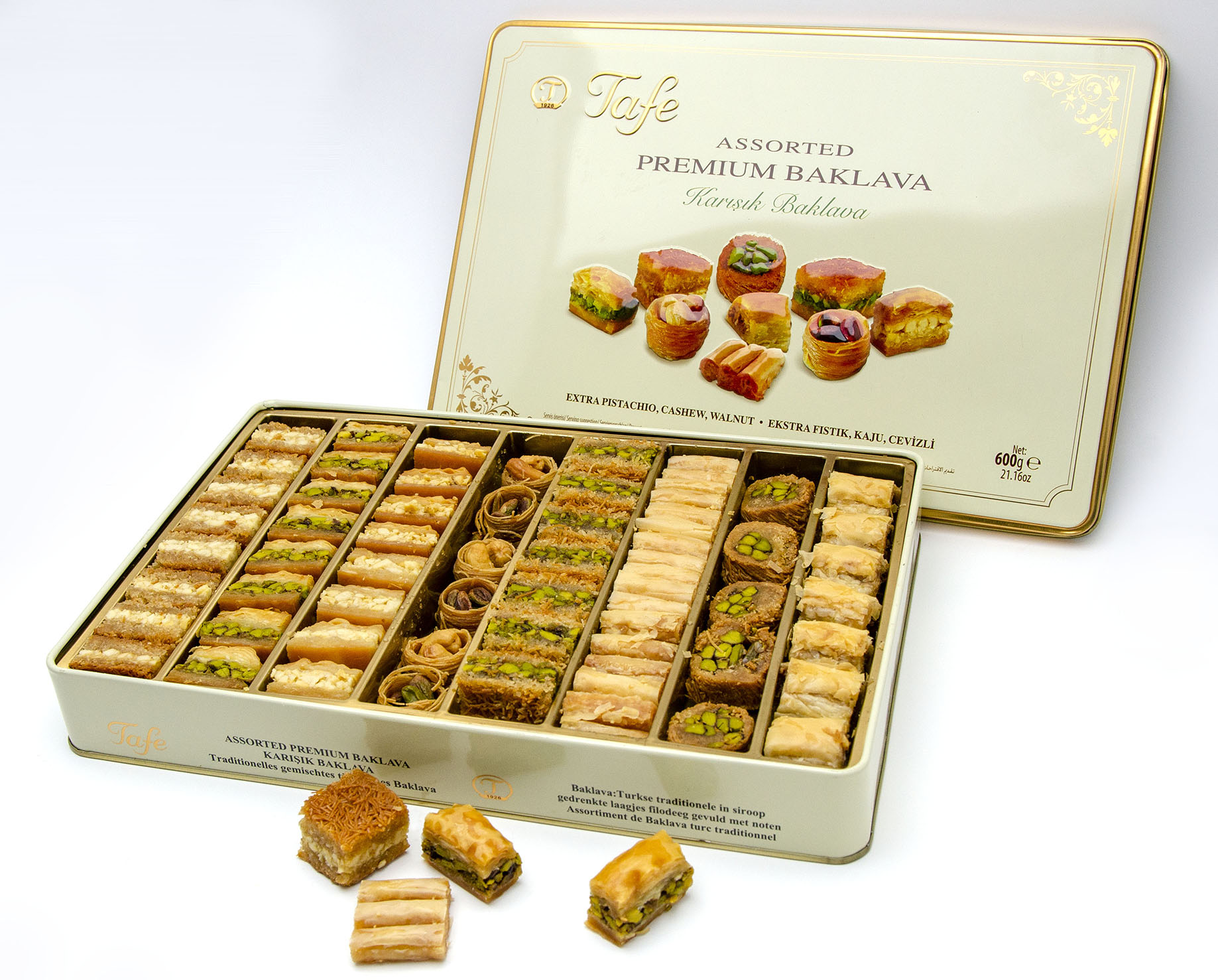 Premium Baklava in Gift Tin Box – Assorted with Extra Pistachio, Cashew ...