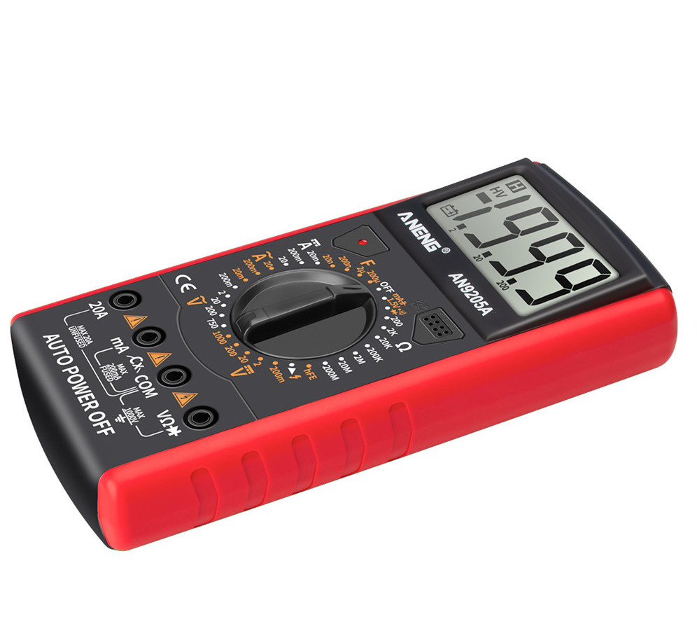 ANENG AN9205A Digital Multimeter 3 1/2 LCD Display 1999 Count Manual Range Meter AC DC Resistance Capacitance Transistor Tester Ammeter with Backlight NCV Test Meter