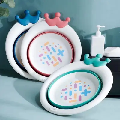 [TVD][COD] Foldable Portable Basin for Baby Cute Crown Design Cleaning