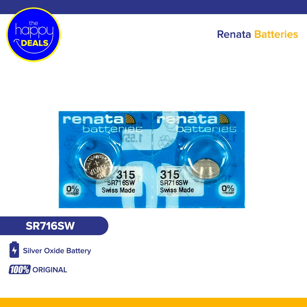 2 Batterie A Bottone Renata 315 (SR716SW, SR67) 1,55V, 23 MAh, Ossido D'argento