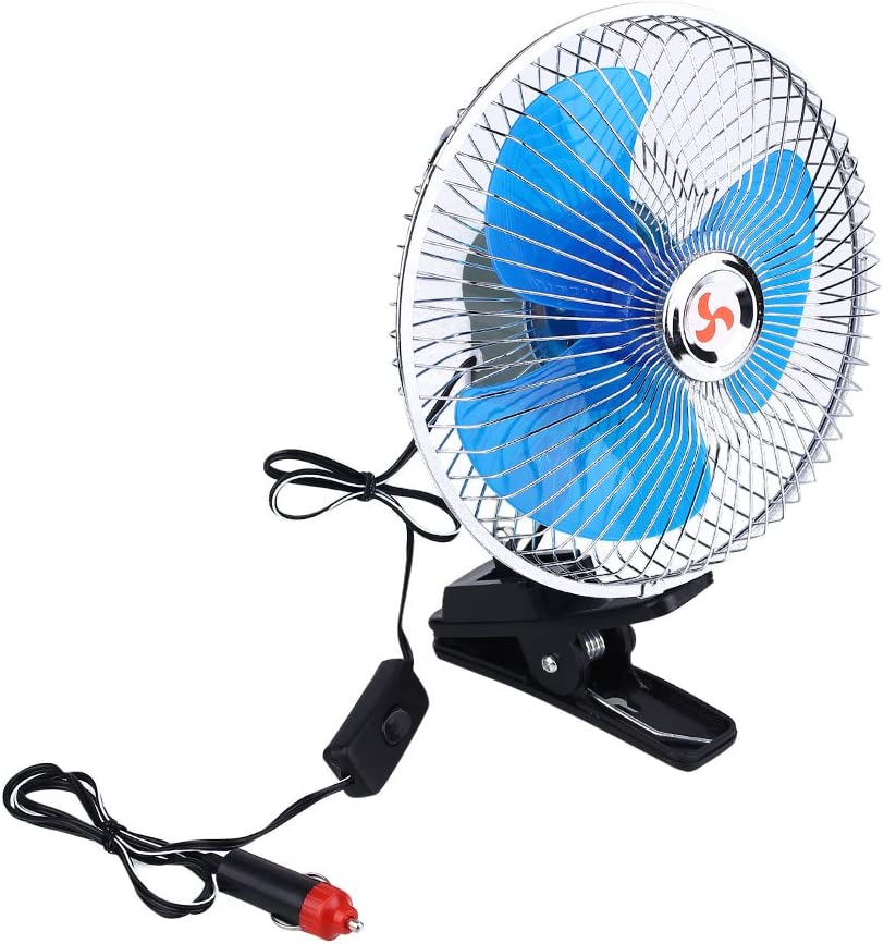 12V/24V ClipOn Car Fan Portable Mini Vehicle Cooler Window Dashboard