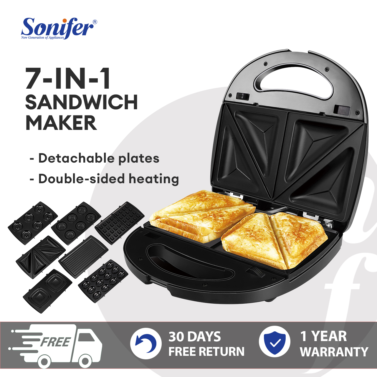 Sonifer Multifunctional Sandwich Maker Breakfast Maker Waffle Maker