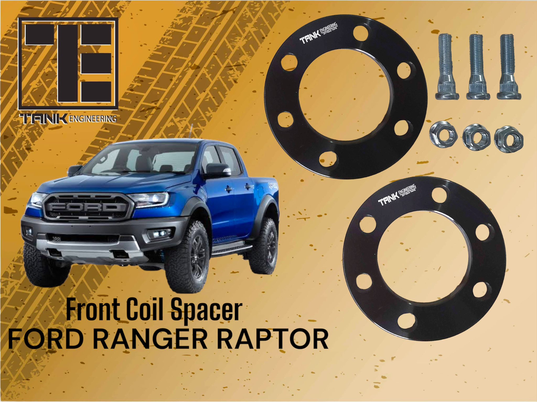 Tank Engineering 4x4 Front Coil Spacer 10MM Ford Ranger Raptor Quick