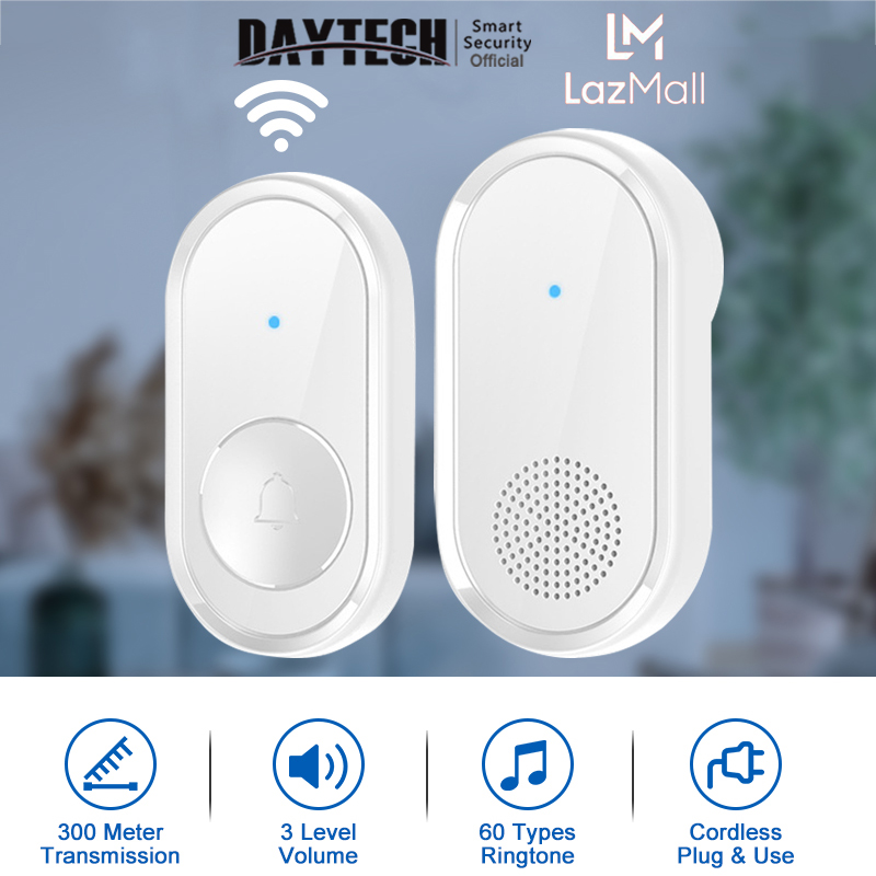 DAYTECH Wireless Door Bell Button Waterproof Doorbell Wireless Smart ...