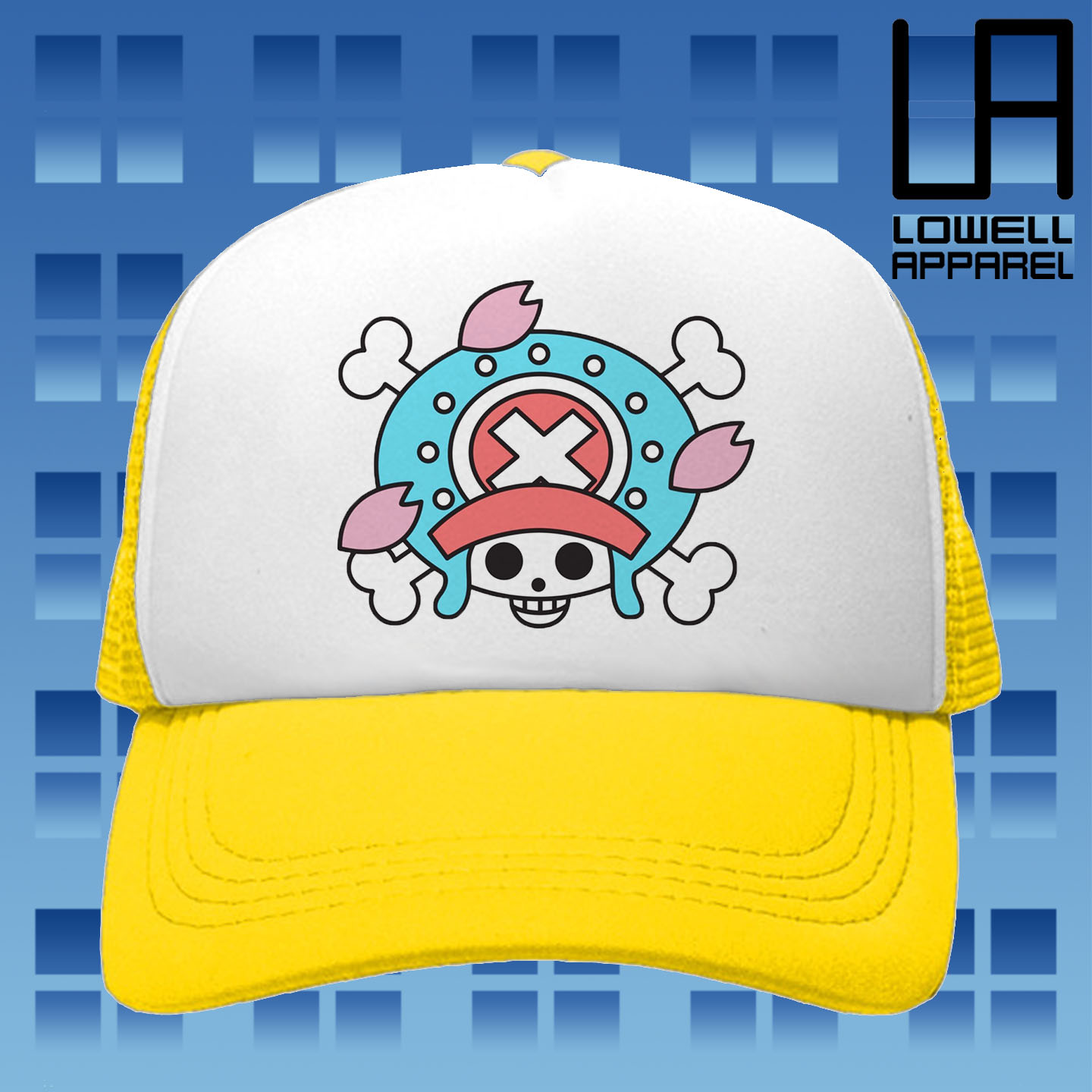 Light Blue Tony and Kid Luffy Trucker Hat One Piece Mesh Hat