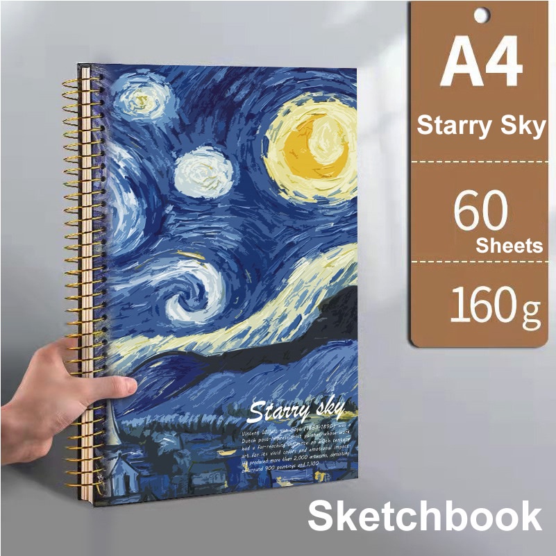 Van Gogh Mixed Media A4 Sketch Book, Spiral Bound Sketch Pad, 2 Pack  30Sheets (98lb/160gsm), Acid Free Art Sketchbook Sketching Drawing Painting  Thick