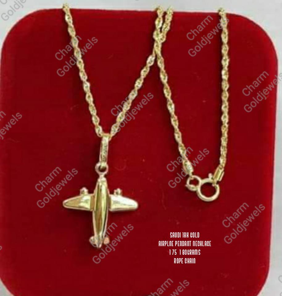 Saudi 18k Gold Airplane Pendant 