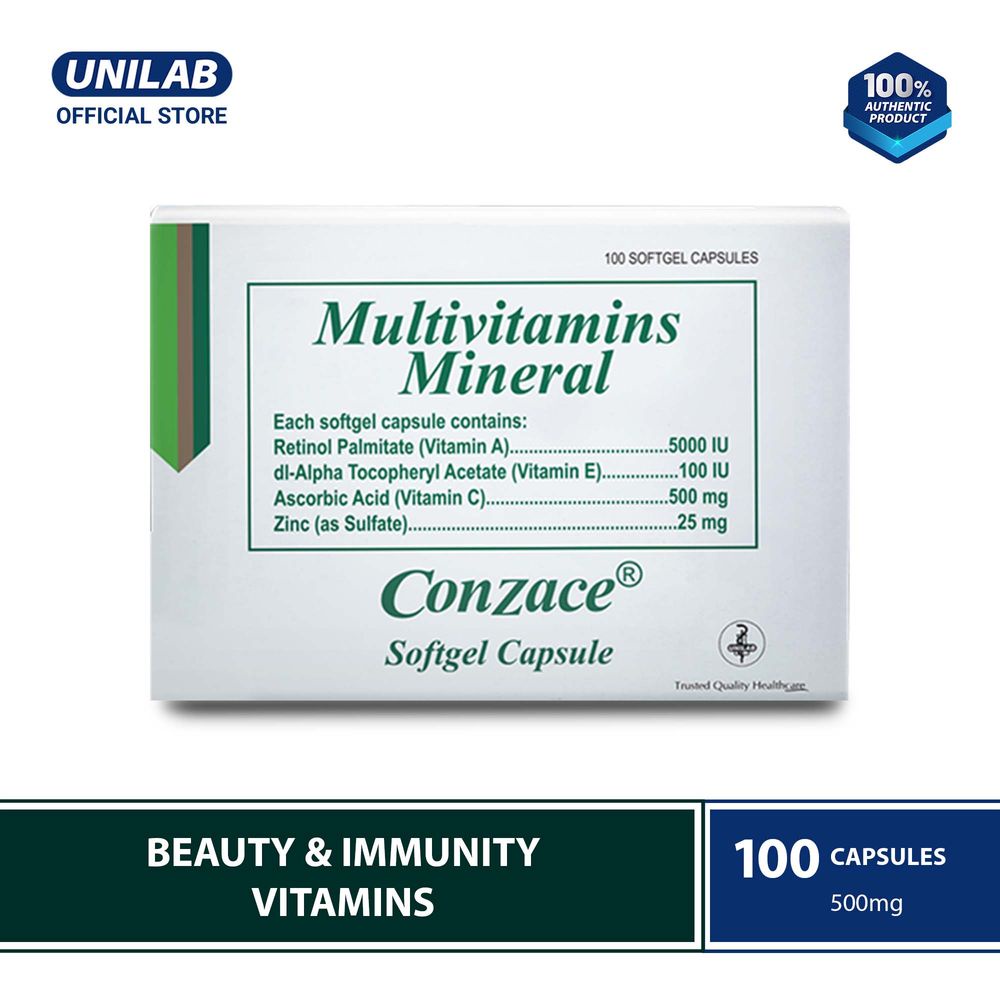 Unilab Conzace Multivitamins 100 Capsules For Stronger Immunity and