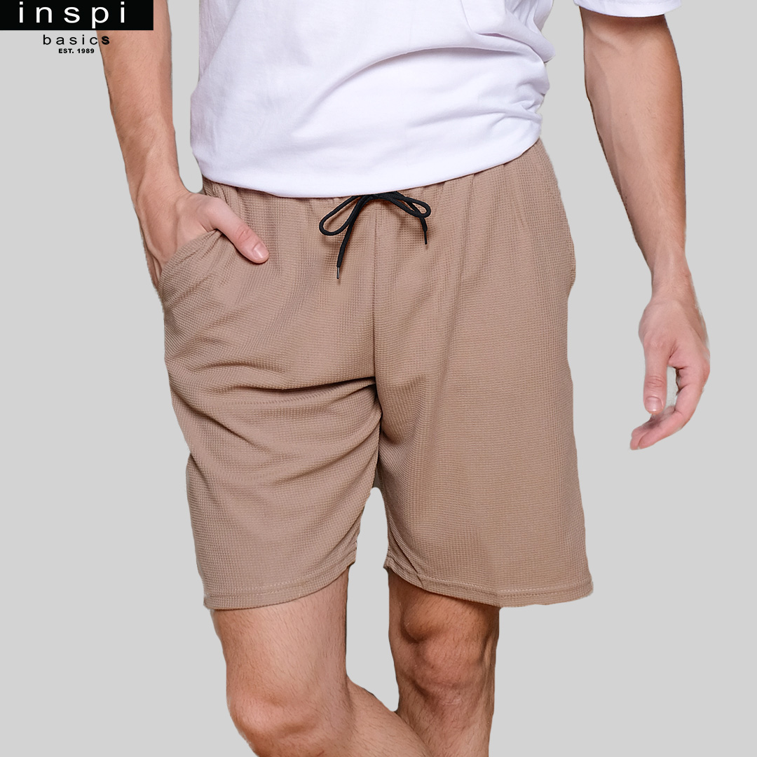INSPI Waffle Shorts for Men with Pockets Plus Size Drawstring Casual Plain  Shorts For Woman