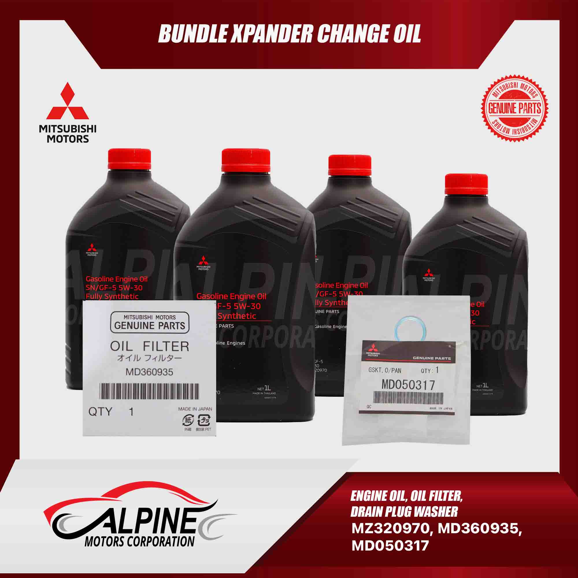 Mitsubishi Genuine Parts BUNDLE FULLY SYNTHETIC OIL XPANDER CHANGE OIL