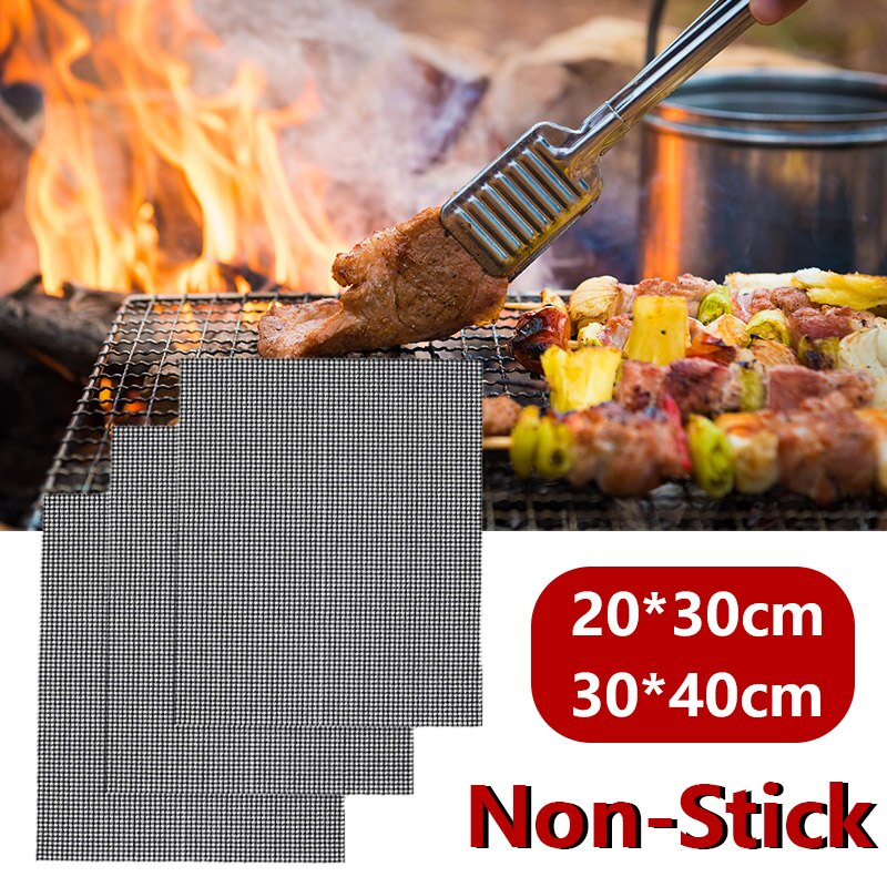 BBQ Grill Mesh Mat, Set of 5- Non Stick, Reusable, Heavy Duty, Easy To  Clean, Suitable, 15.75x13 inches, Black