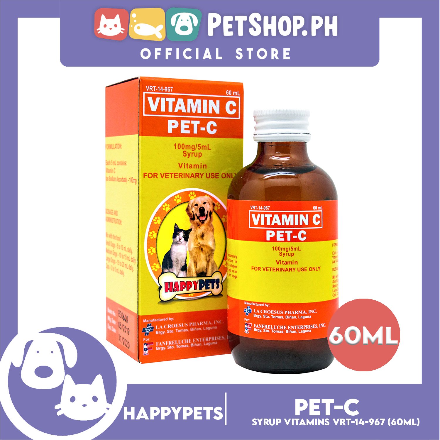 Happy Pets Vitamin C PetC Syrup 60ml for Dogs and Cats Lazada PH