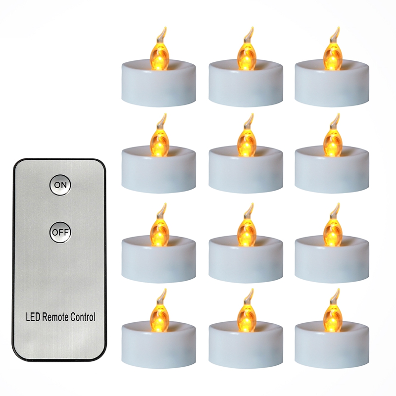 12Pcs Remote Control Tea Lights Flickering, Long Lasting Battery Operated LED Candles for Home