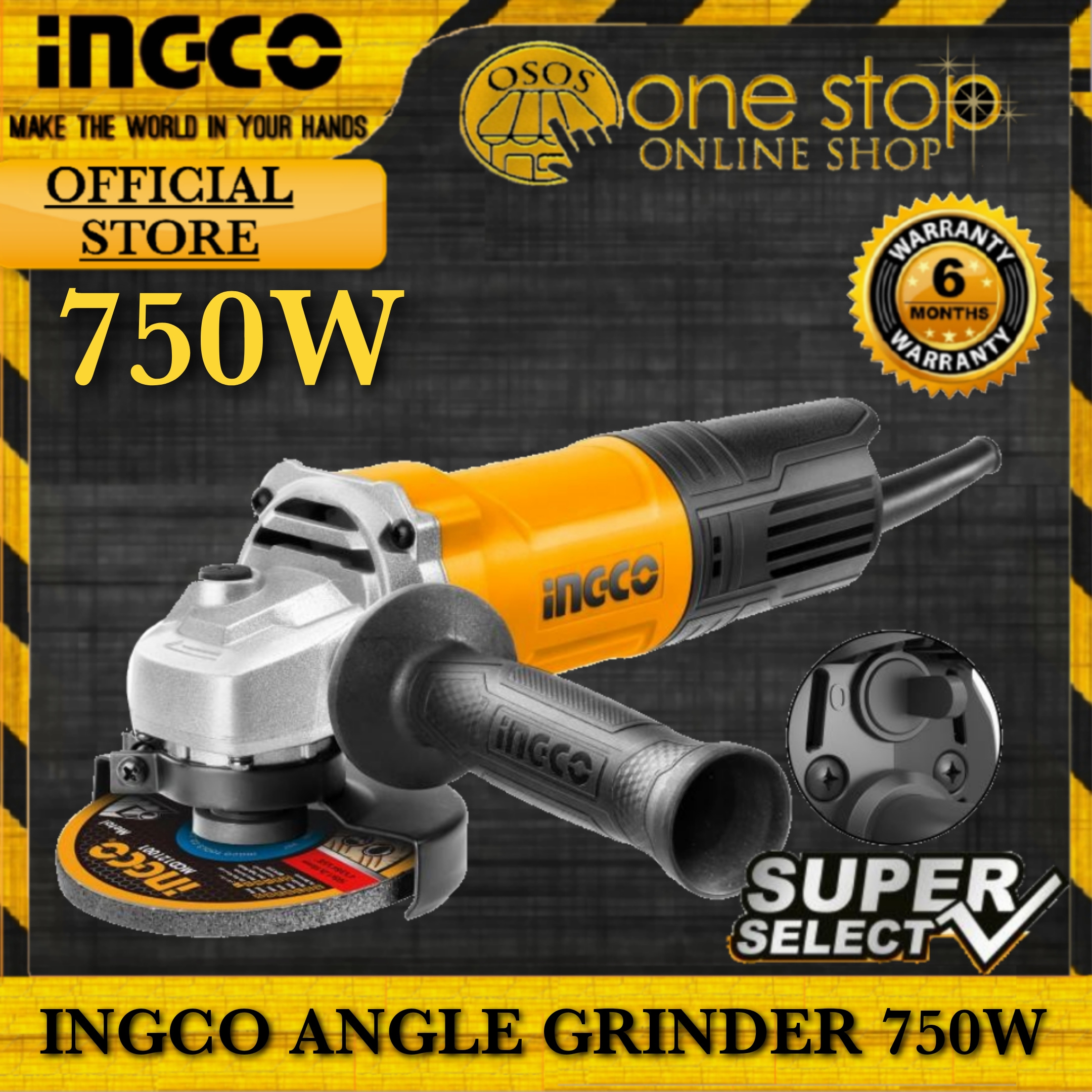 INGCO Angle Grinder 700W AG70012 750W AG750162 FREE 10pcs cutting