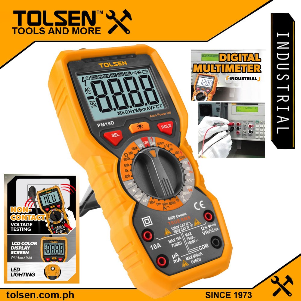Tolsen Digital Multimeter LCD Colored Display w/ Back Light (AC/DC