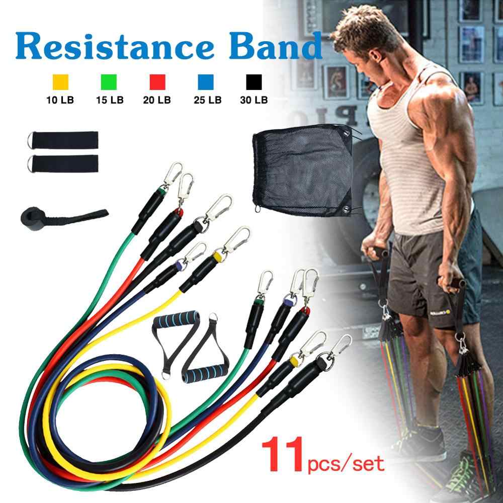 Strength Resistance Bands 11 Piece Set with Handles Fitness Tubes Door Anchor 