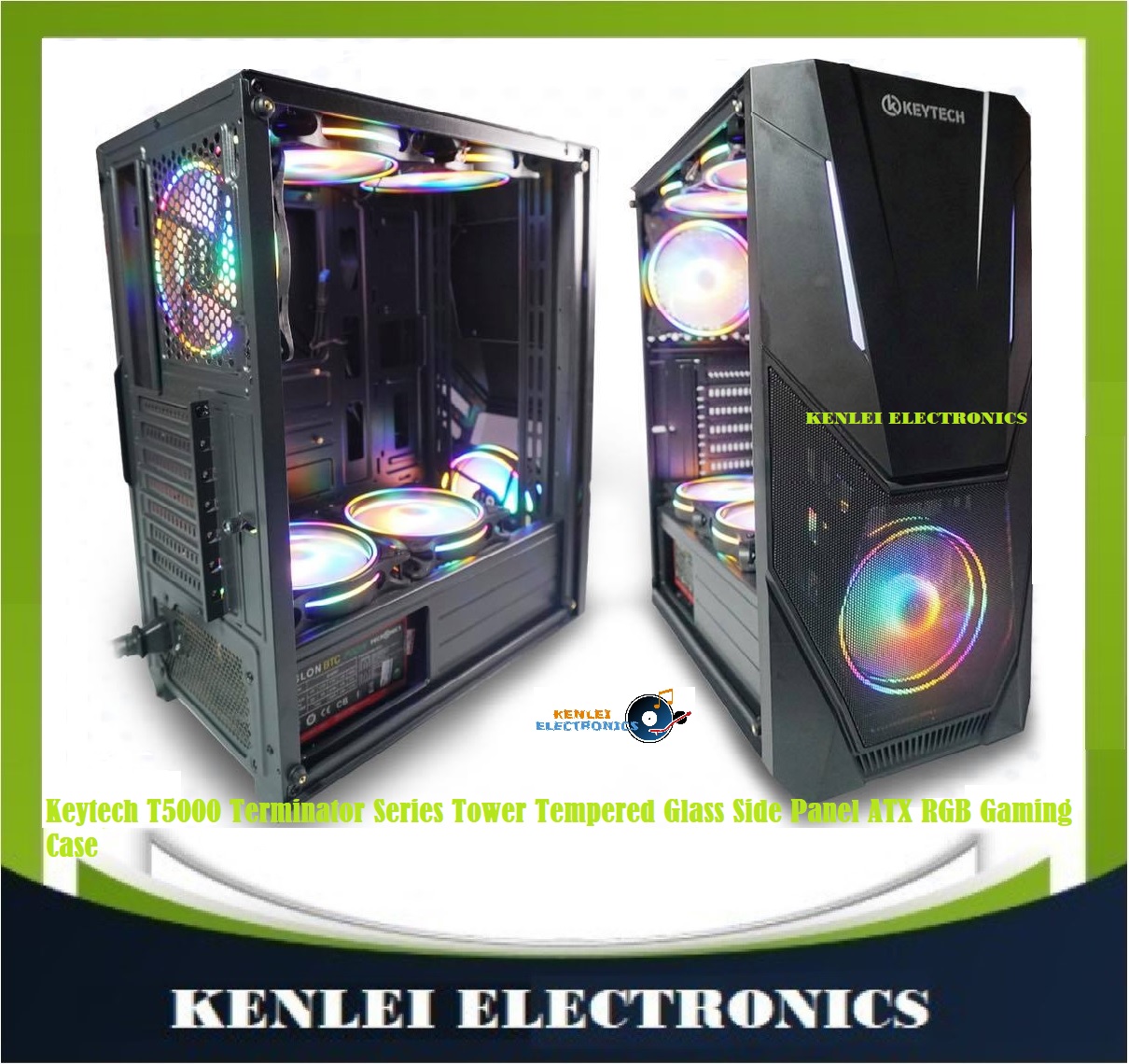 Keytech T5000 Terminator Series Tower Tempered Glass Side Panel ATX RGB  Gaming Case | Lazada PH