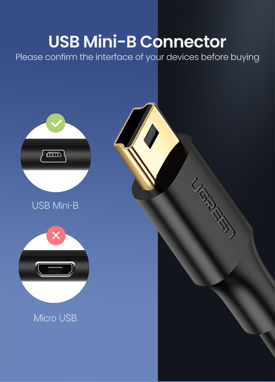Ugreen Mini USB Cable Mini USB to USB Fast Data Charger Cable for
