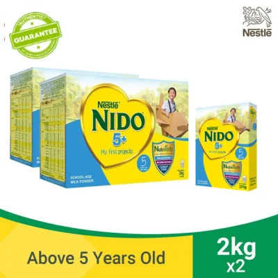 Nido® 5+ Powdered Milk Drink For Children Above 5 Years Old 4kg [2 kg x 2] with FREE 370g