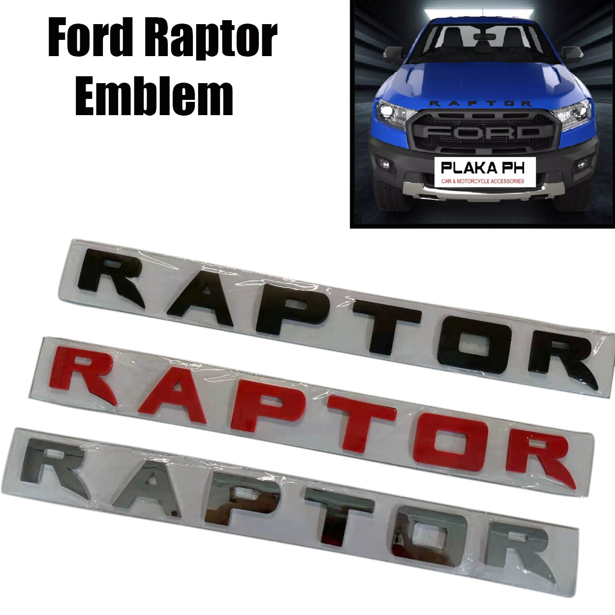 Ford Raptor logo Car Hood Emblem Sticker (Black) Lazada PH