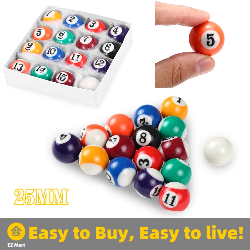 Mini Billiard Balls Set 16Pcs 25mm Children Billiards Pool Table Balls ...