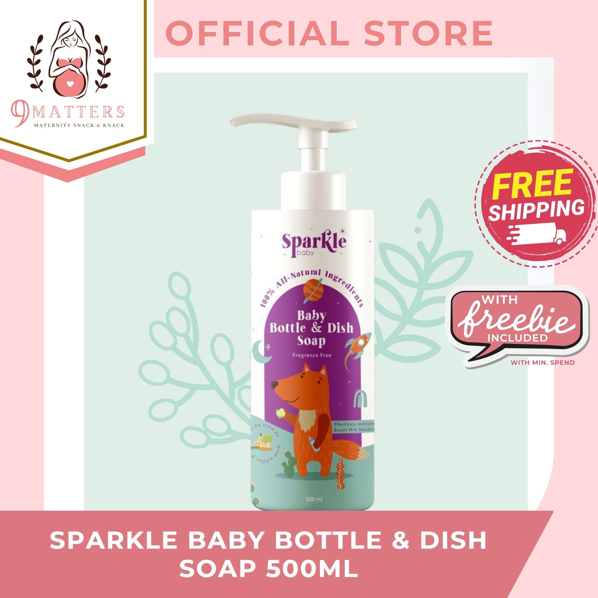 Sparkle Baby Bottle & Dish Soap 500ml Removes Breastmilk Residue