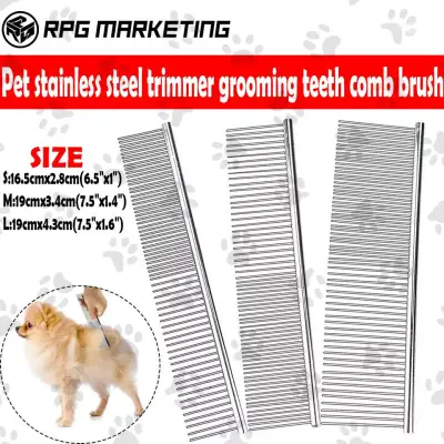 professional dog cat pet stainless steel trimmer grooming teeth comb brush