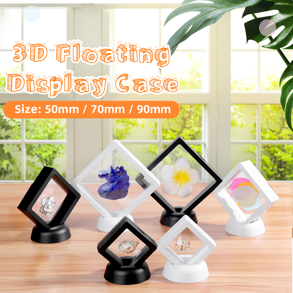 Jewelry 3D Floating Display Frame Case Box Exhibition Collectibles 11x9cm 