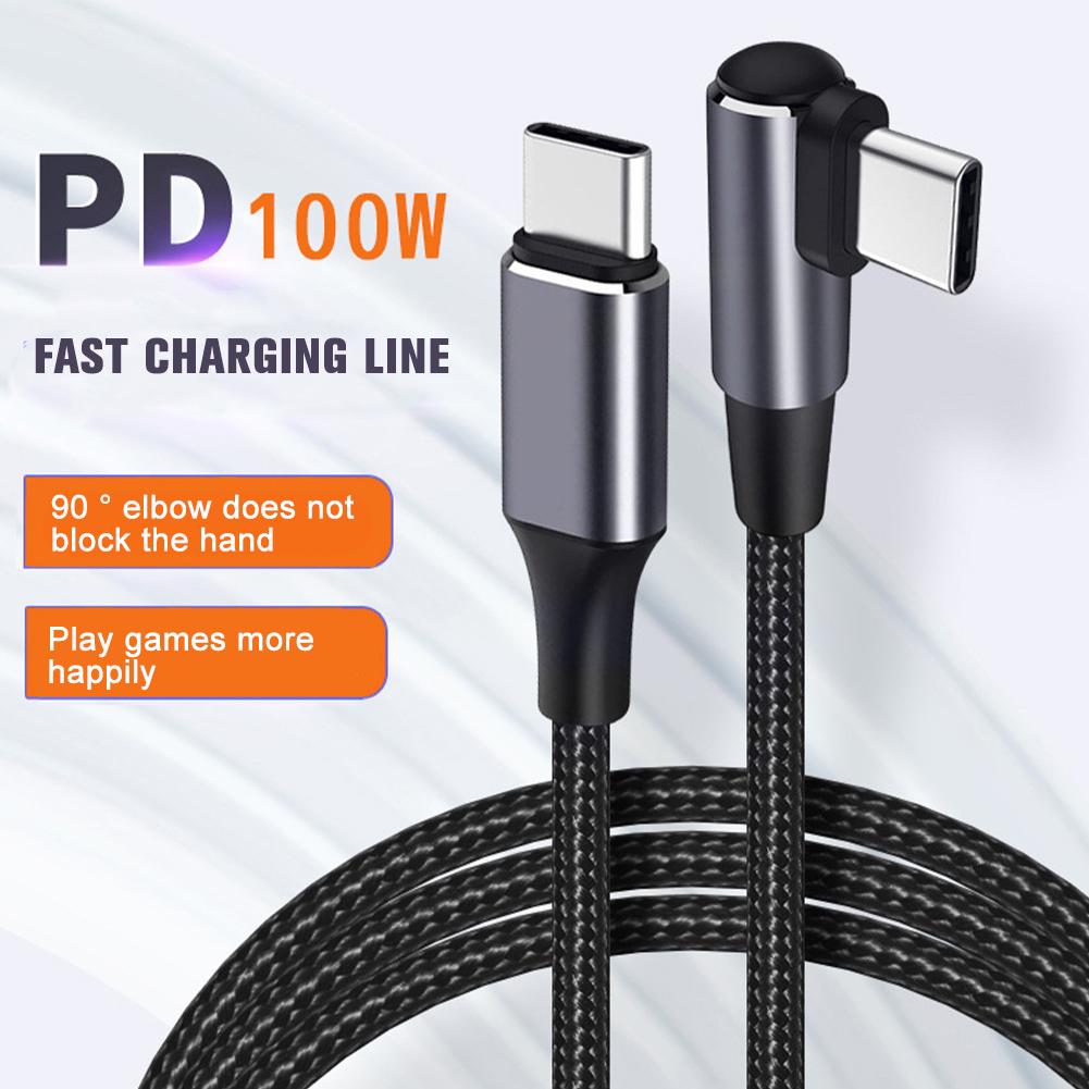 ,PD 100W USB Type-C Cable Elbow Fast Charging Cable Braid Data Cable Nylon Q2S7