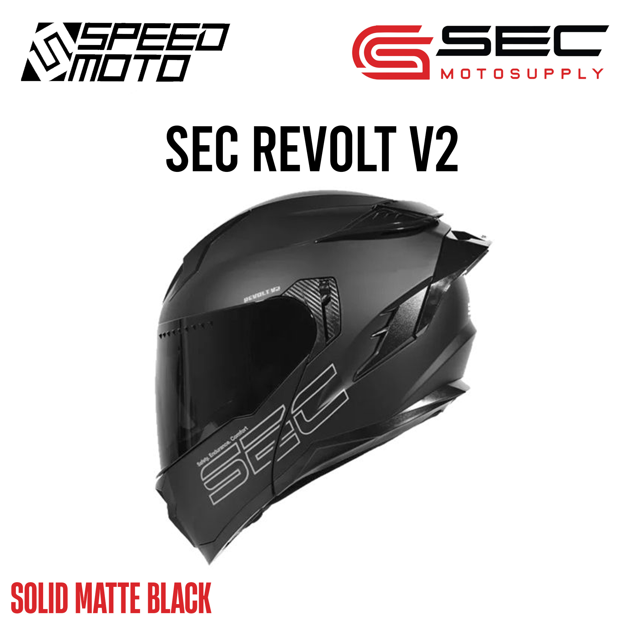 SEC REVOLT V2 MODULAR DUAL VISOR HELMET ESEC05482/05481/05480 SOLID