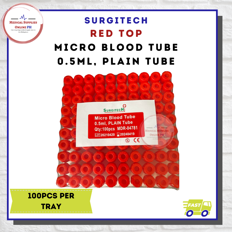 Red Top Micro Blood Collection Vacuum Vacutainer Tube 0.5ml, Plain