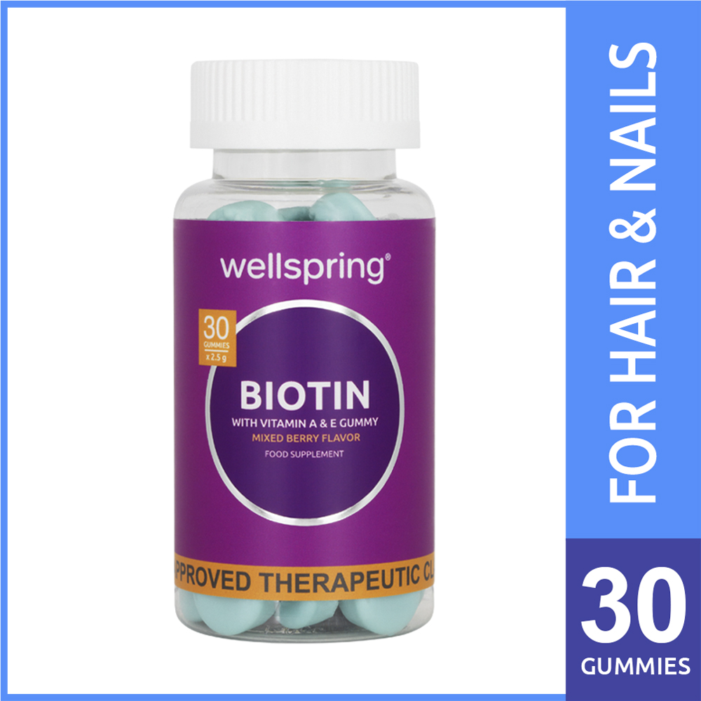 Wellspring Biotin Gummies for Hair Skin Nails With Vitamin A & E