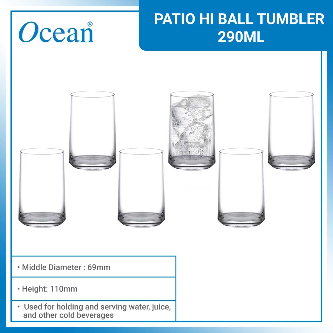 Ocean Glassware Patio Hi Ball Tumbler 290ml/ 10 1/4oz Set of 6 Lazada PH